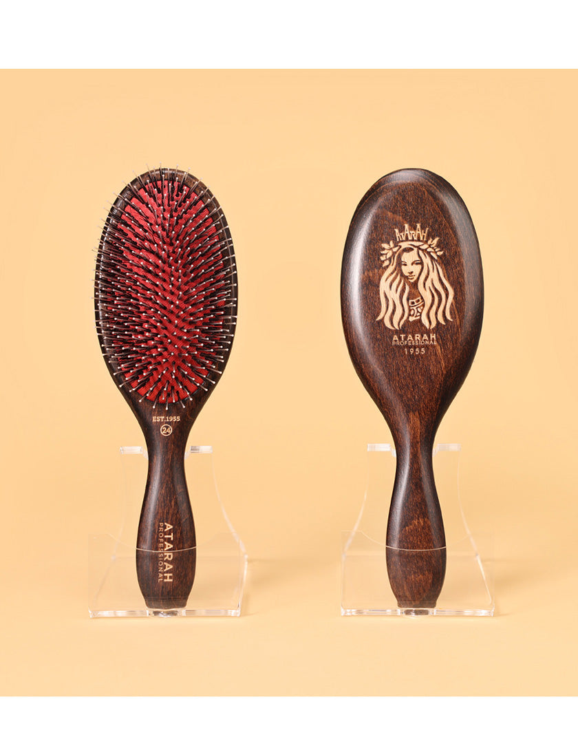 ATARAH Porcupine 24 Boar Bristle Hair Brush (Cushion Wooden Round)