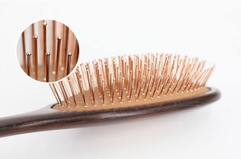 ATARAH Cooling Massage Gold Pin Hair Brush (Wooden Round)