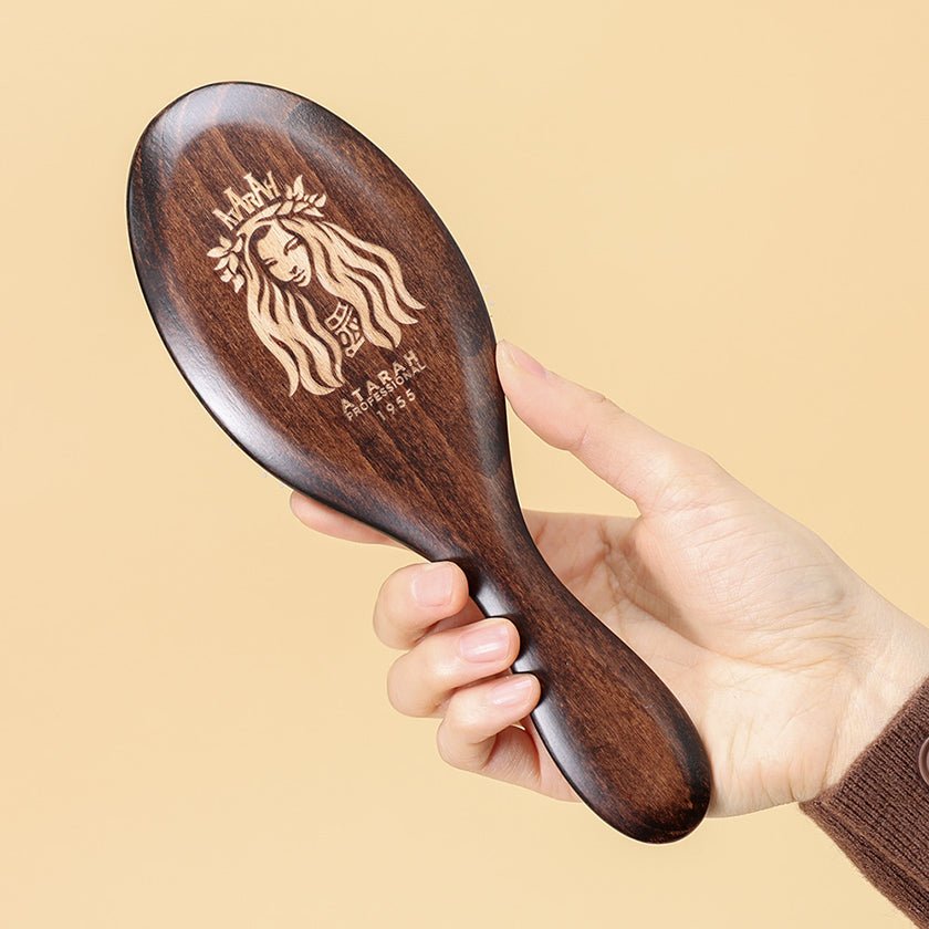 ATARAH Porcupine 21 Boar Bristle Hair Brush (Medium Brown)