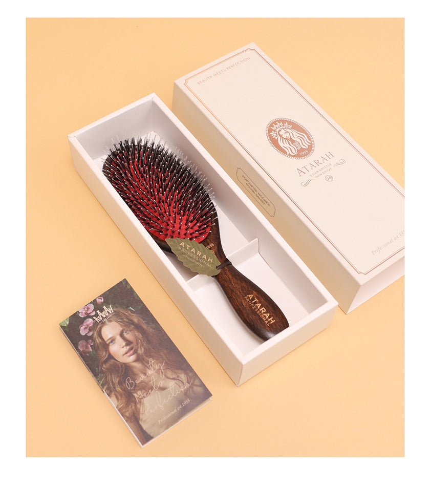 ATARAH Porcupine 24 Boar Bristle Hair Brush (Cushion Wooden Round)
