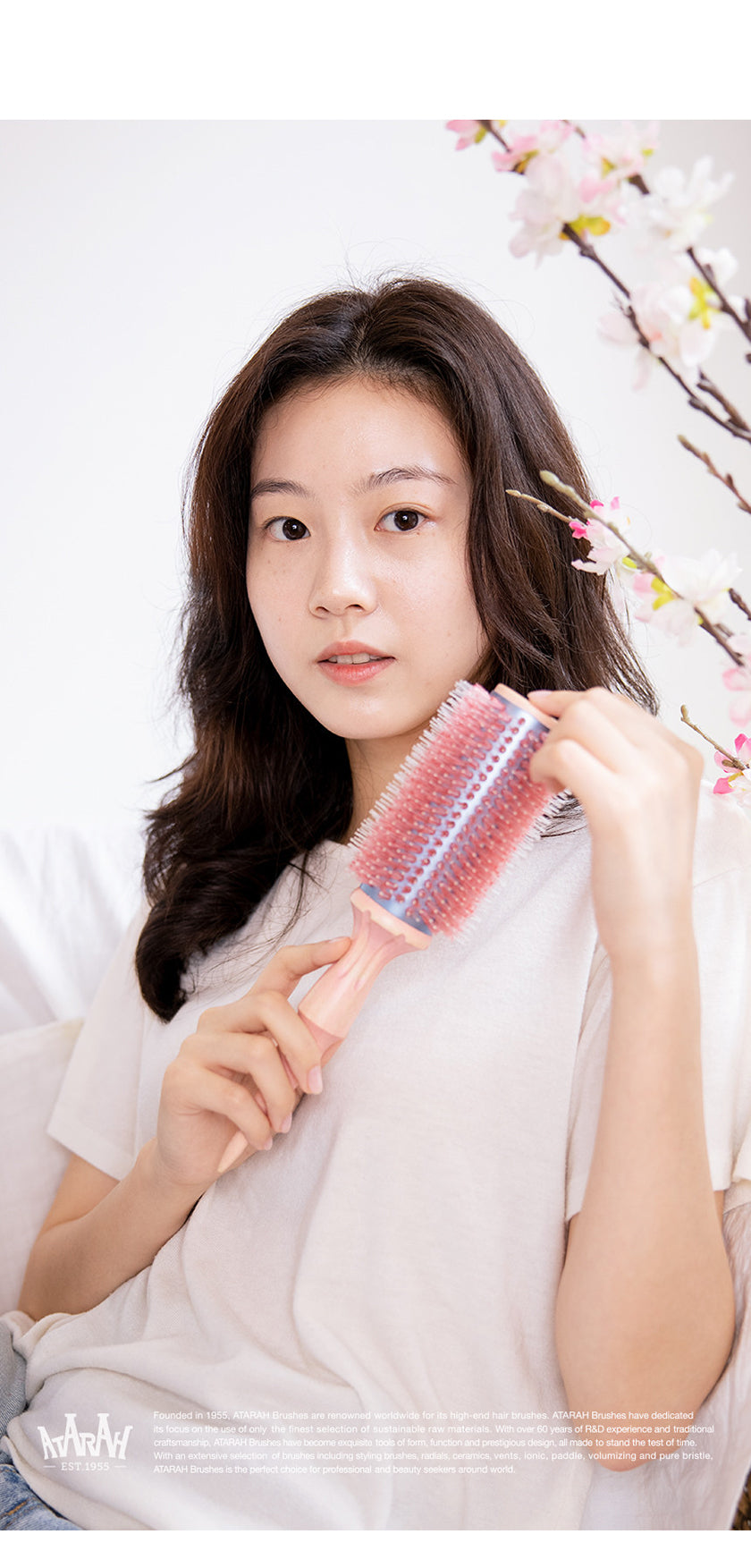 ATARAH Cherry Blossom Hair Roll Brushes (19, 22, 32mm)