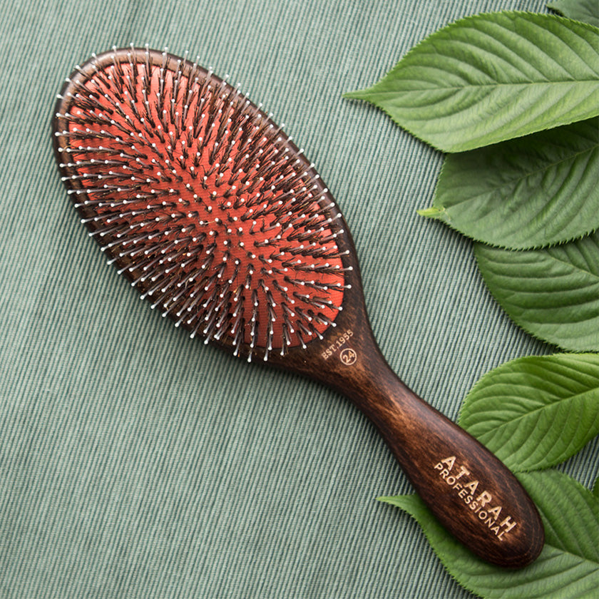 ATARAH Porcupine 24 Boar Bristle Hair Brush (Cushion Wooden Round)