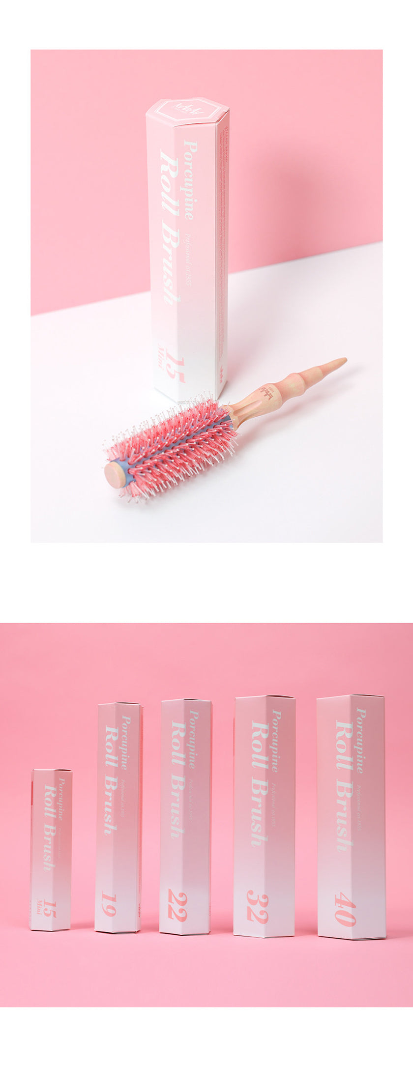 ATARAH Cherry Blossom Hair Roll Brushes (19, 22, 32mm)